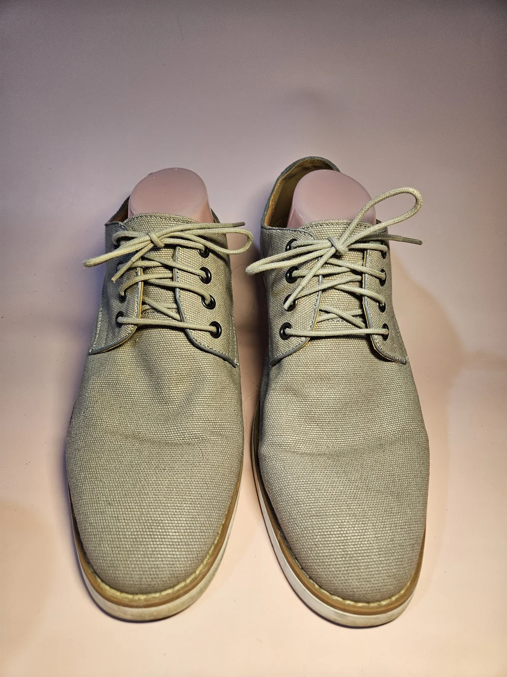 Steve Madden Light Beige Canvas Derby Shoes Size 11 B8n 10